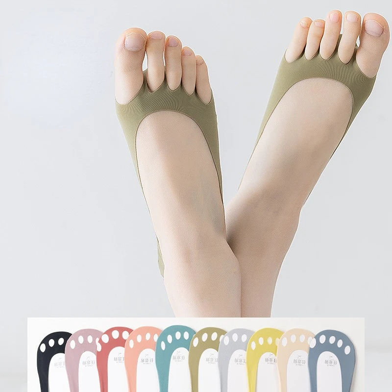 

Women Five Toes Breathable Socks Silk Ultrathin Five-finger Invisible Anti-skid Anti-friction Boat Sock Ankle Socks
