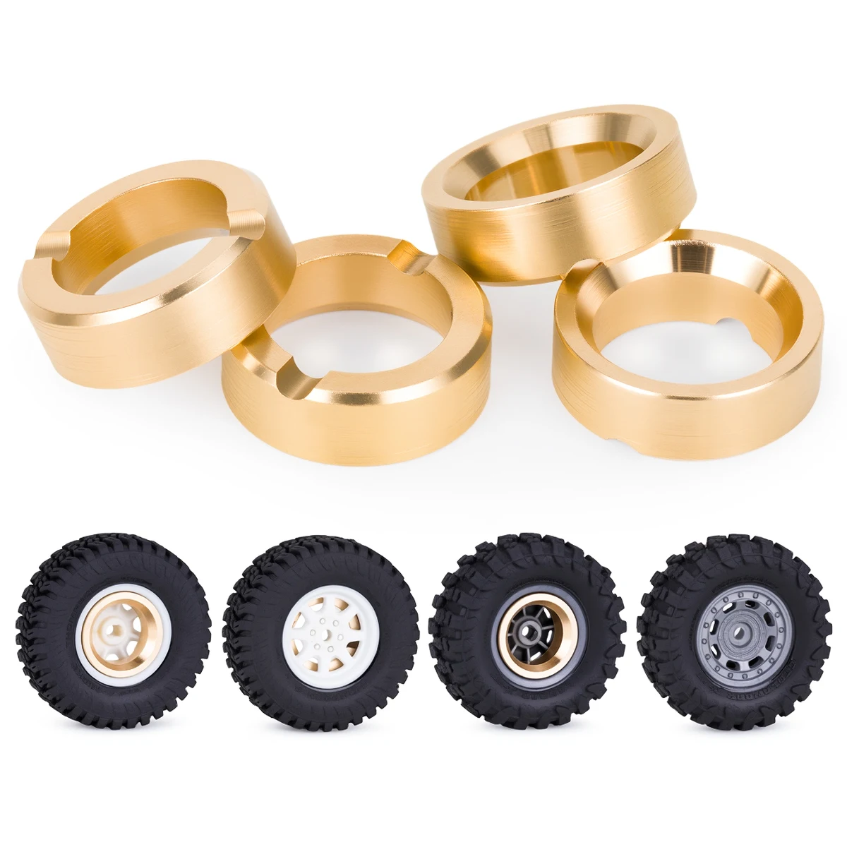 Фото Комплект из 4 черных латунных утяжелителей для колесных дисков Axial 1/30 SCX30 K10 Bronco Jeep Wrangler JLU, запчасти для тюнинга радиоуправляемых краулеров №5