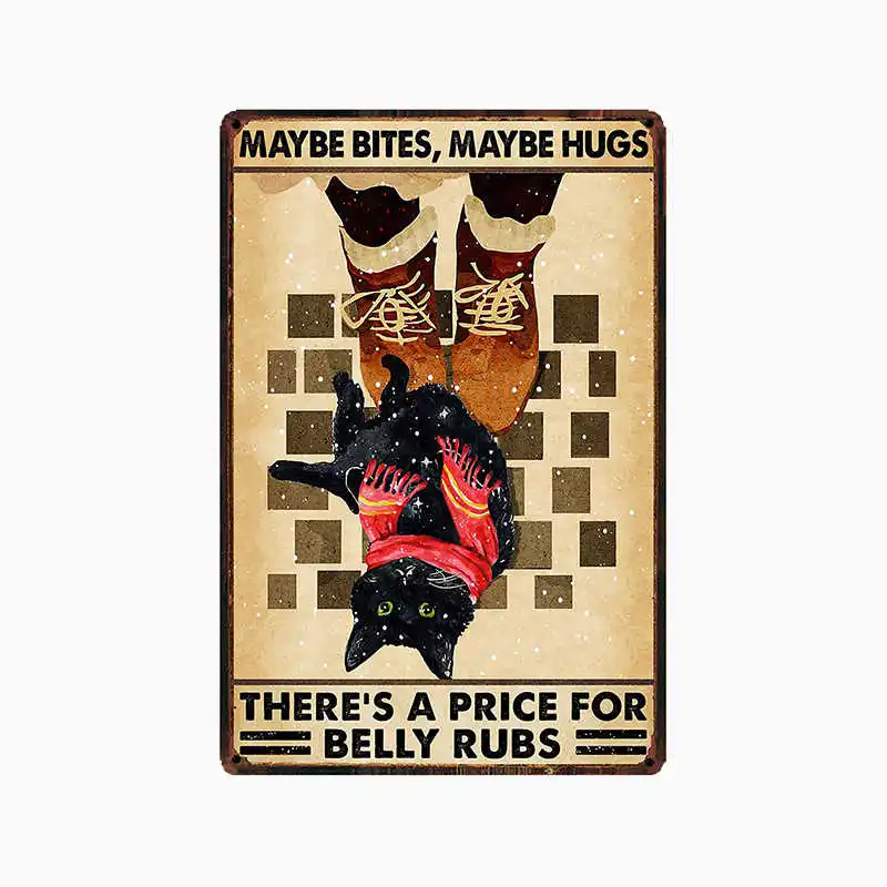 

CUTE CAT Before Coffee After Poster, Cat Poster Vintage Tin Metal Sign Bar Club Cafe Garage Wall Decor Farm Decor Art 20x30CM-A7