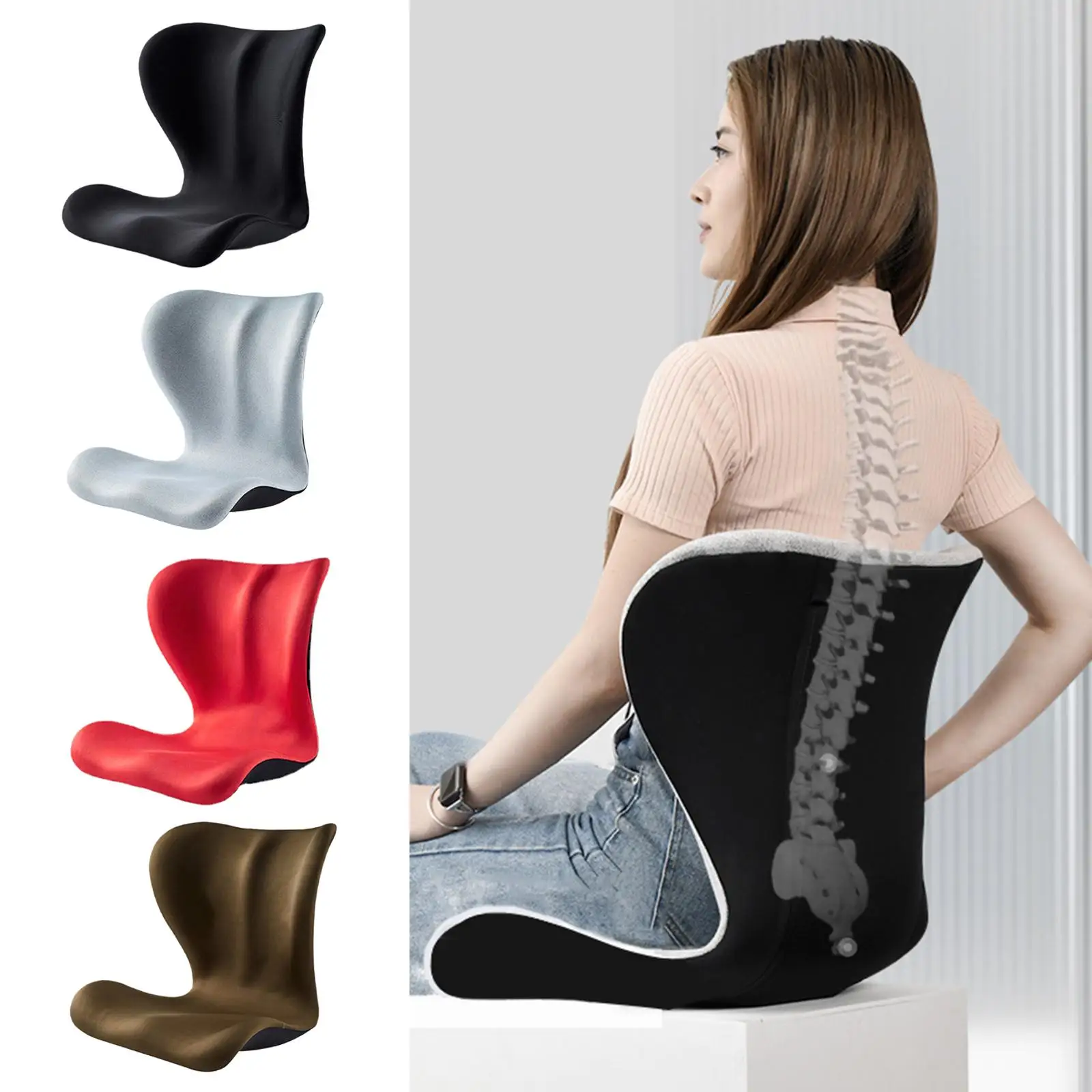 

Car Lumbar Support Pillow Universal Delicate Touch Smooth Zipper Improve Posture Soft Warm Seat Cover Fit for Gaming Chair