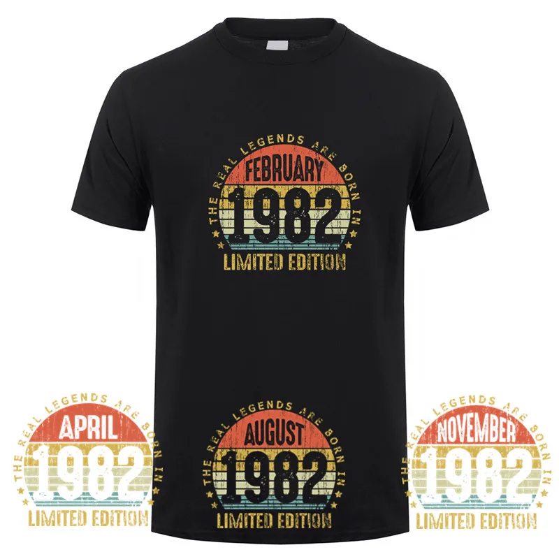 

Born In January 1982 T Shirt September October November Every Month Of 1982 Tops Short Sleeve DY-031