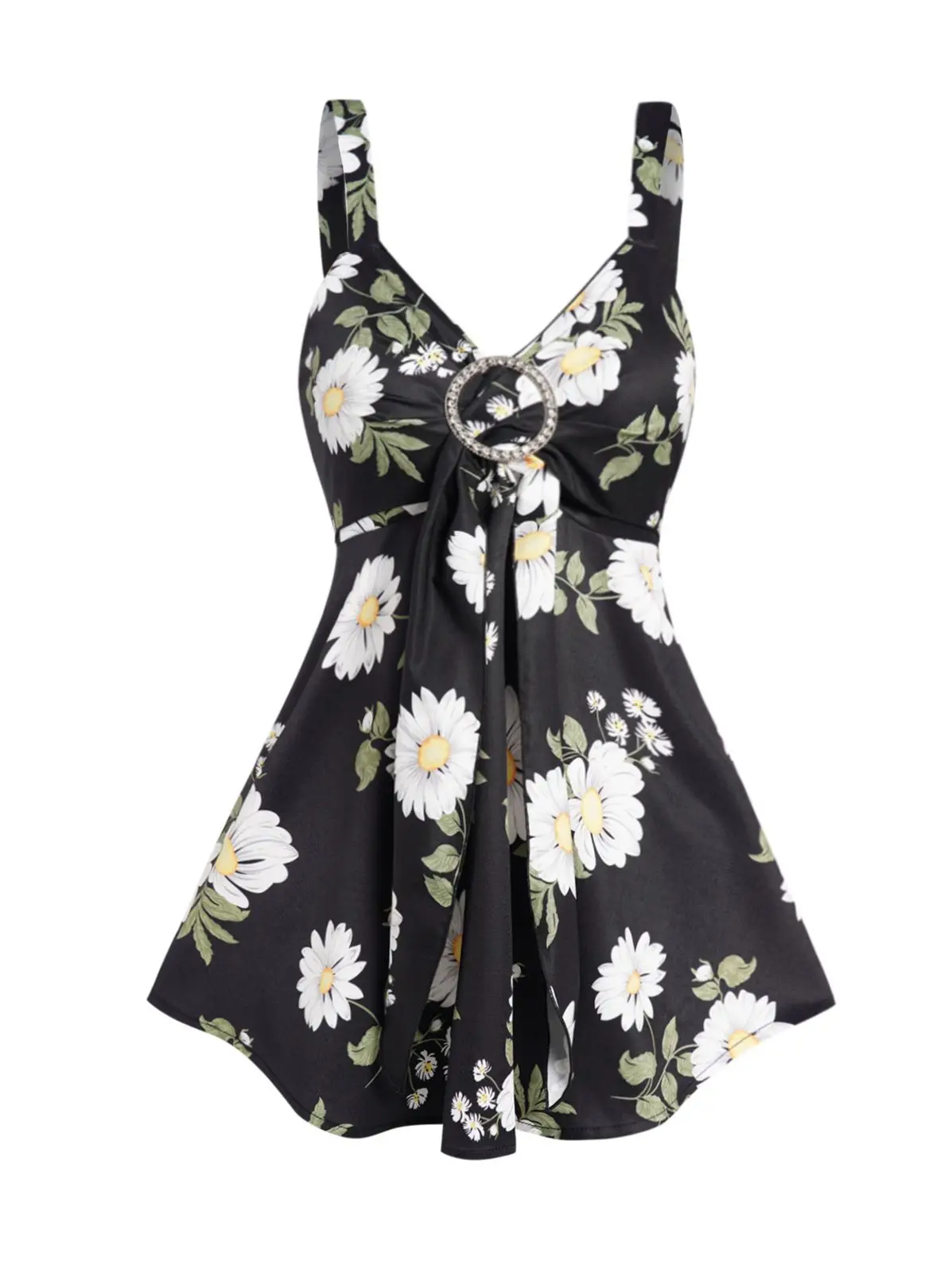 

Майка Dressfo женская с цветочным принтом, топ с глубоким вырезом и принтом маргаритки, с круглым вырезом, повседневный жилет с завышенной талией