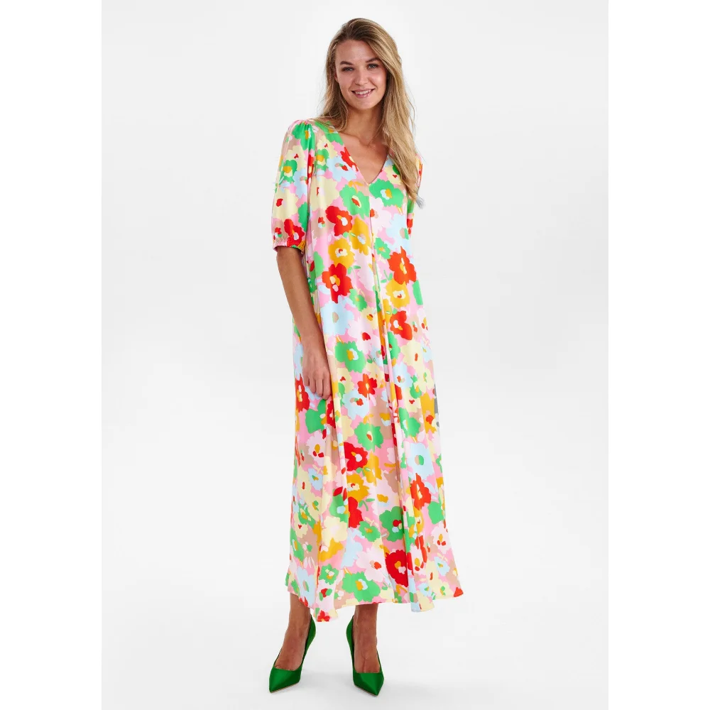 

Платье с V-образным вырезом, летнее платье с принтом для женщин, подходит для использования в помещении и на улице