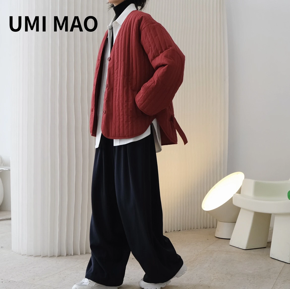 

Рубашка UMI MAO Женская осенне-зимняя хлопковая с V-образным вырезом