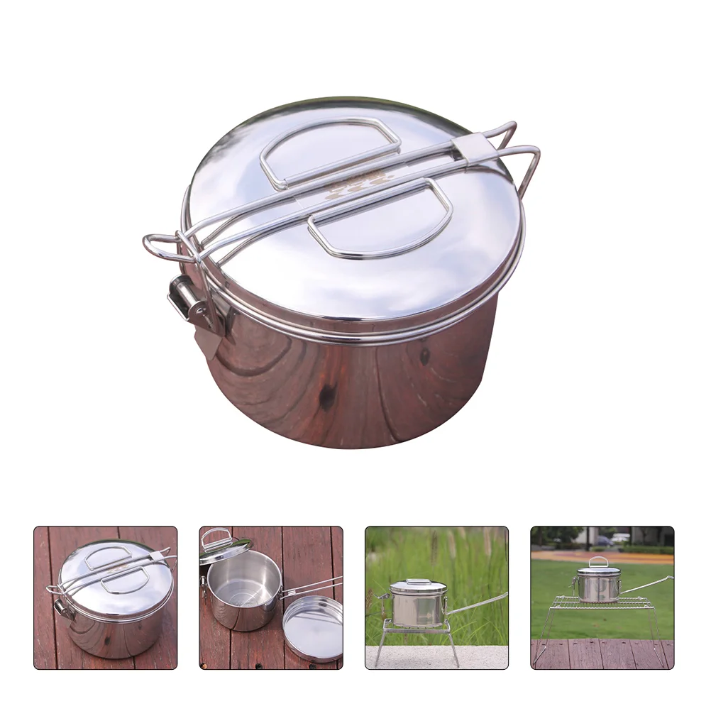 

Box Lunch Bento Metal Cook Campingfood Students Container Round Containers Pot Nesting Steel Stainless Pots Cooking Campfire Pan