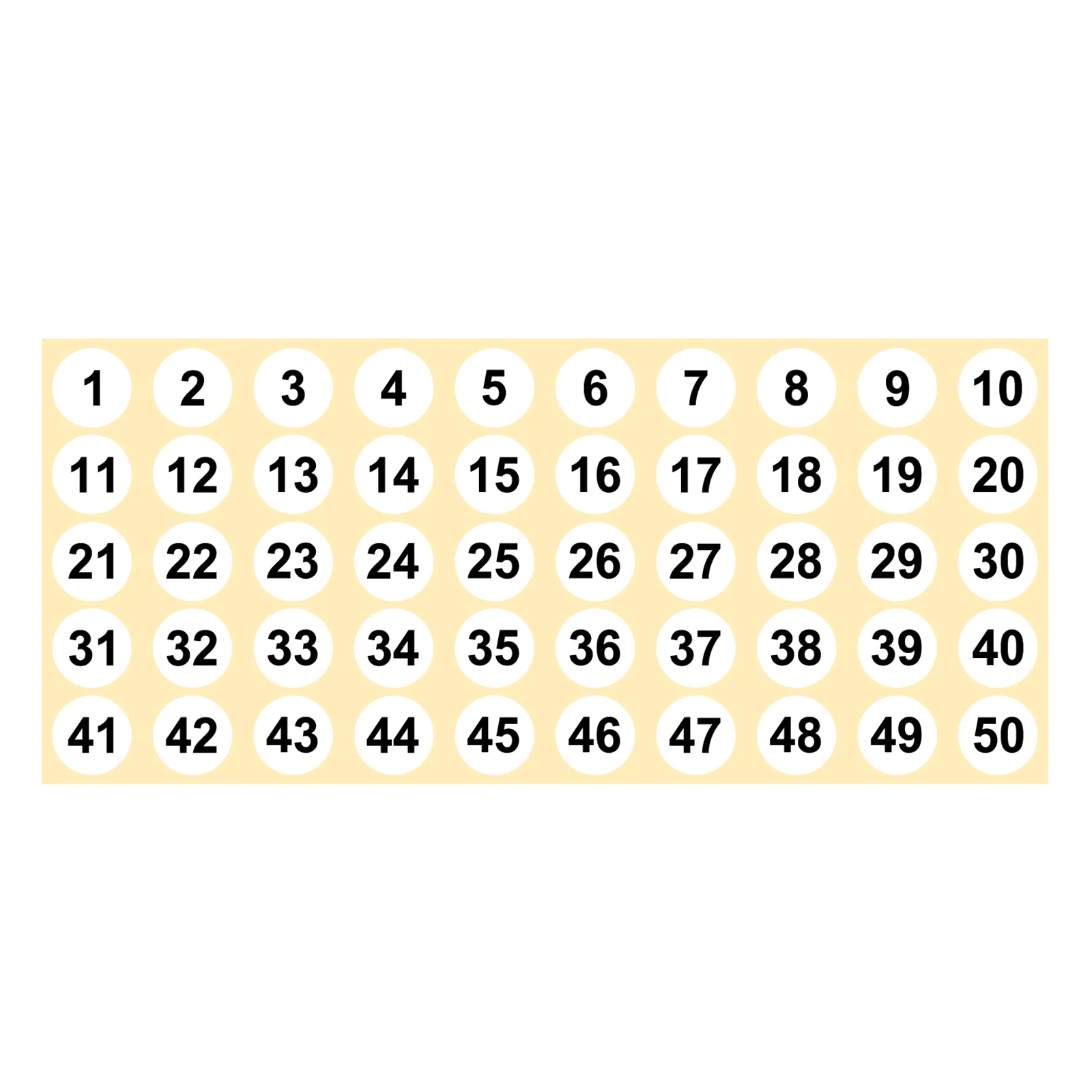 

Цветные круглые номерные наклейки 1-50