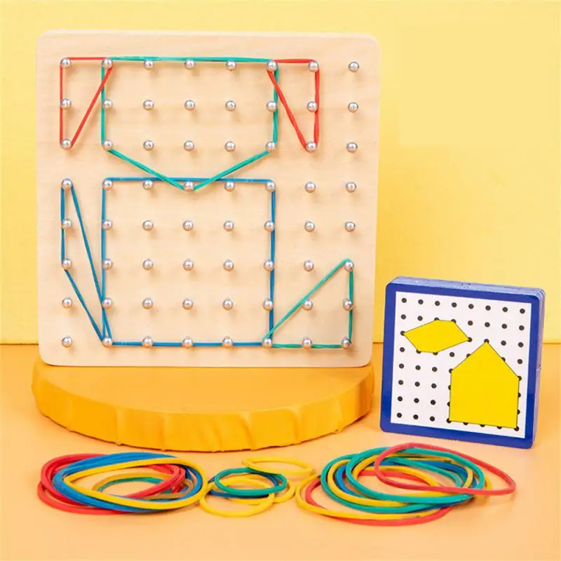

Montessori Baby Creative DIY Puzzle Creative Toy Geometry Graphics Nail Boards With Cards Math Educational Toys For Children Kid
