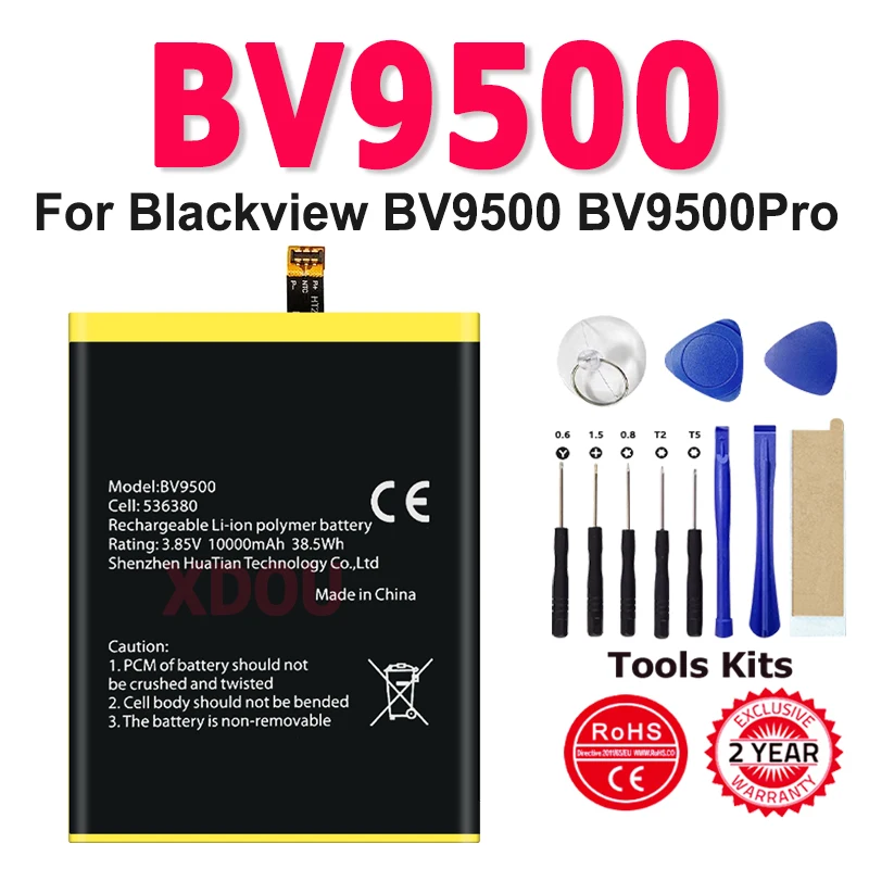 Фото 100% новый аккумулятор емкостью 10000 мАч для BLACKVIEW BV9500 BV9500 pro, длительное время ожидания, высокая емкость для мобильных аксессуаров blackview №1