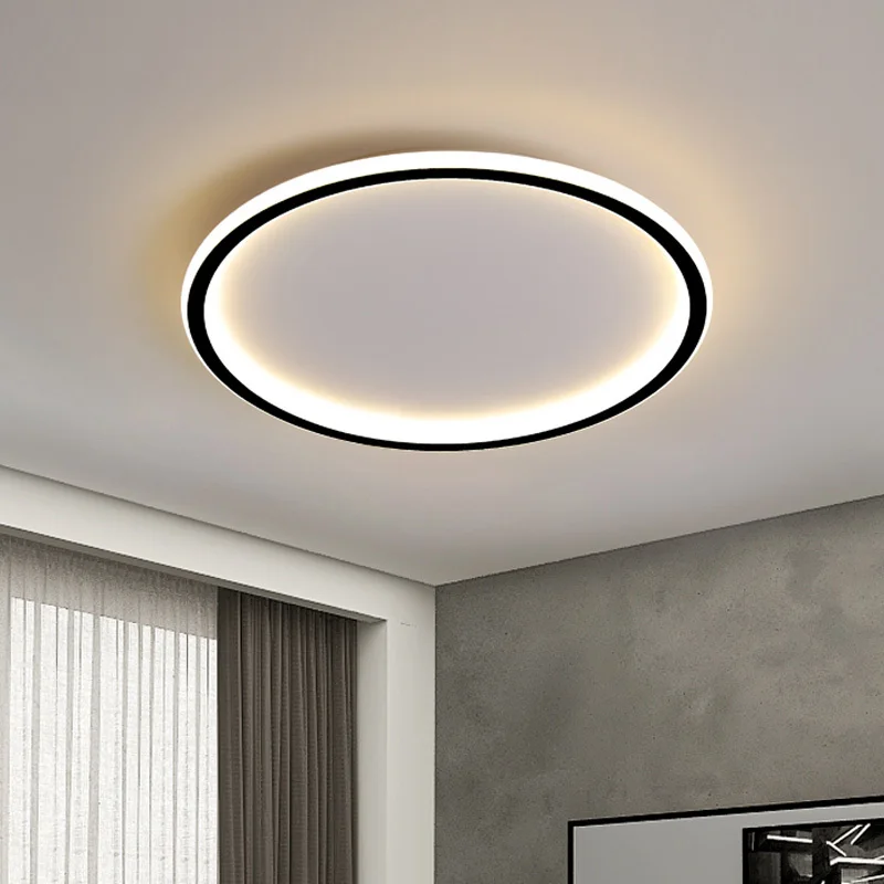 $32.90 Nordic Round Led Ceiling Lights for Living Room Bedroom Decor Fixtures Study Balcony Kitchen Black Surface Mounted Luces Dimming