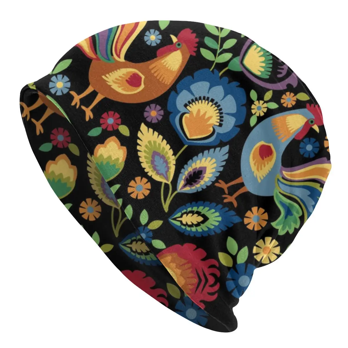 

Folk Roosters Skullies Beanies Caps For Men Women Unisex Hip Hop Winter Warm Knitting Hat Poland Polish Flowers Art Bonnet Hats