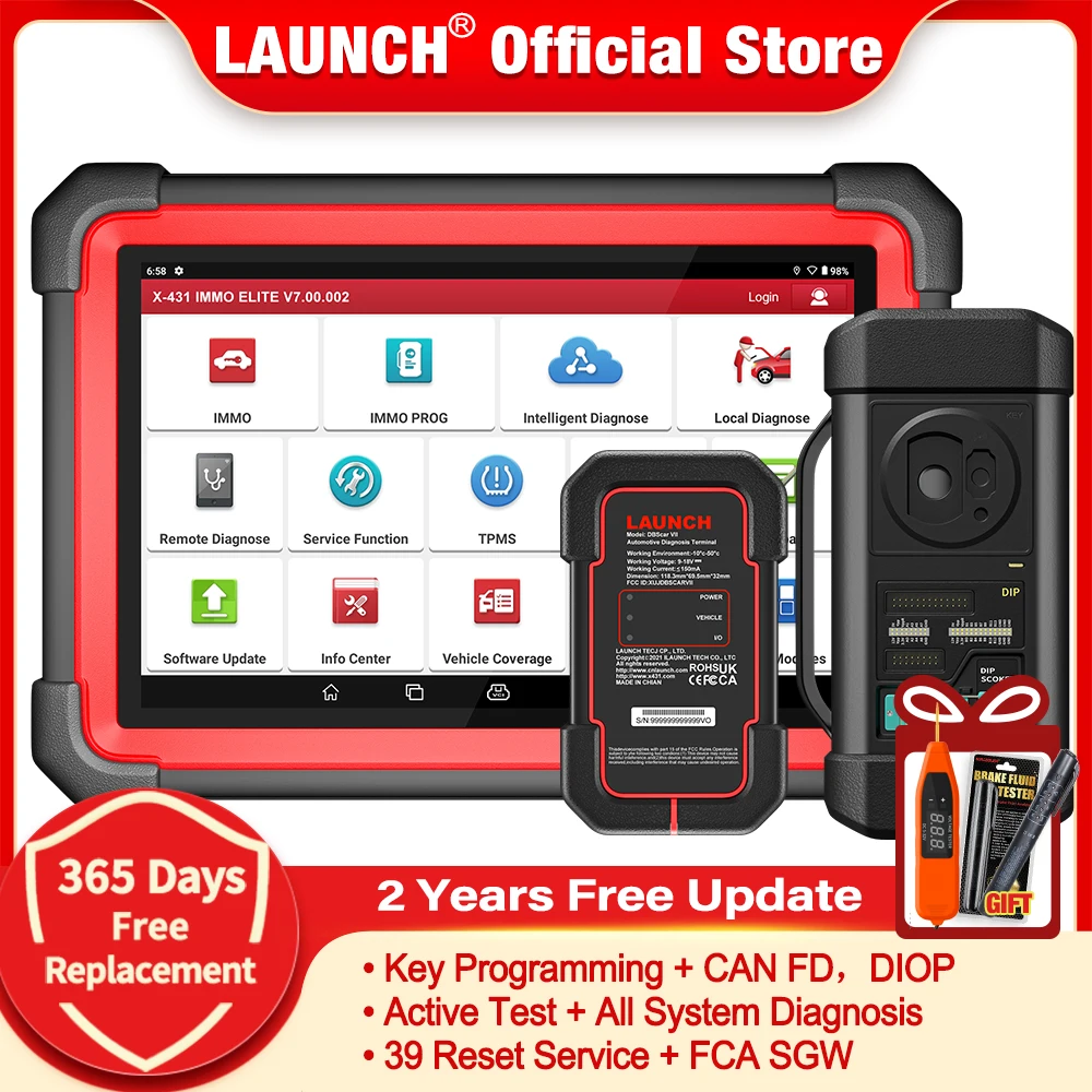 LAUNCH X431 IMMO ELITE Key Programmer Car Immobilizer Programming Tools OBD OBD2 All System Diagnostic Scanner 39 Reset X-PROG 3