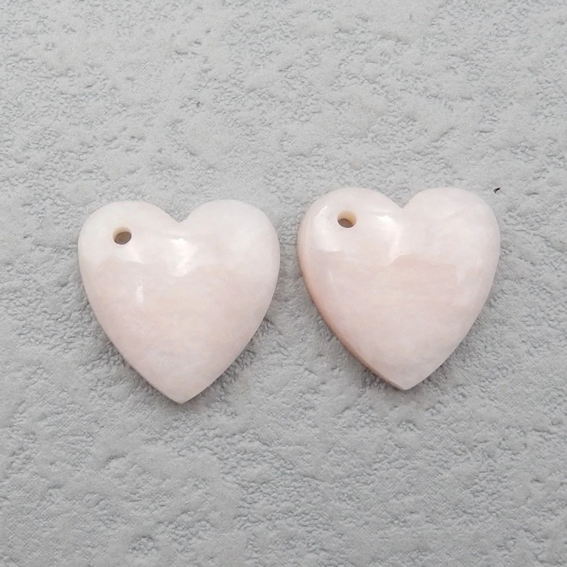 

Серьги из натурального камня с резным розовым опалом в форме сердца, популярные ювелирные аксессуары 15x15x5 мм, 2,7 г