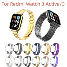 Metal Strap+Case For Redmi Watch 3 Active Stainless Steel Replacement Belt Wristband For Redmi Watch 3 3Active Strap Accessories 