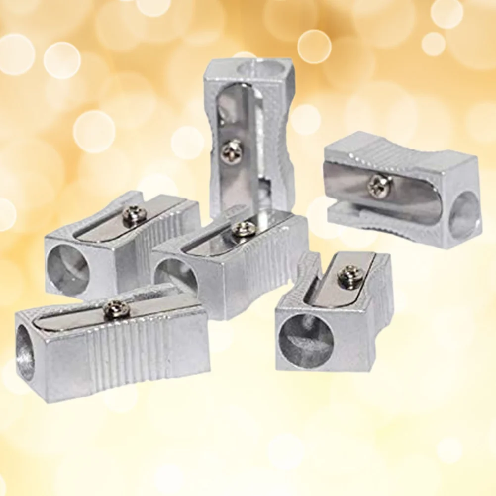 

10PCS Dual Sharpener Pocket Aluminium Alloy Metal 1-Hole Steel Rectangular Small Sharpeners (Silver)