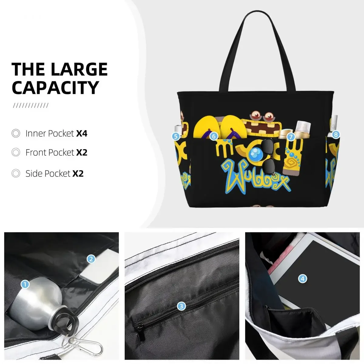 Фото Сумка-тоут Wubbox My Singing Monsters Beach Tote Bag, спортивная сумка для спортзала и йоги, большая сумка-тоут, женская дорожная сумка, сумка для фитнеса №3