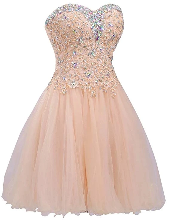 

GUXQD Sweetheart Short Homecoming Dresses Junior Sexy Applique Crystal Abendkleider Princess Graduation Party Gowns