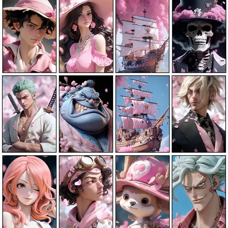 

Monkey D Luffy Roronoa Zoro Nami New Canvas Painting One Piece Anime Figure HD Poster Print Picture for Bedroom Christmas Decor