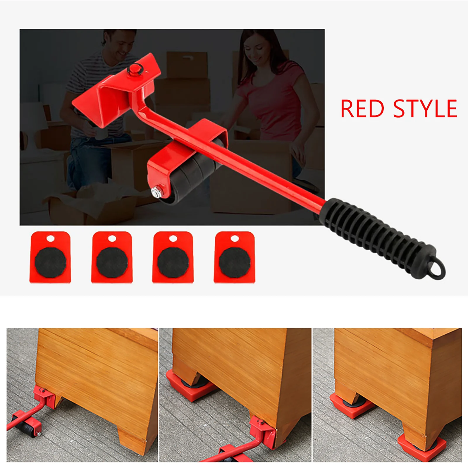 Купи 5Pcs Furniture Mover Set Furnitures Trolley Lift Transport Lifter Heavy Stuffs Moving Wheel Roller Bar Hand Tools For Table Sofa за 836 рублей в магазине AliExpress