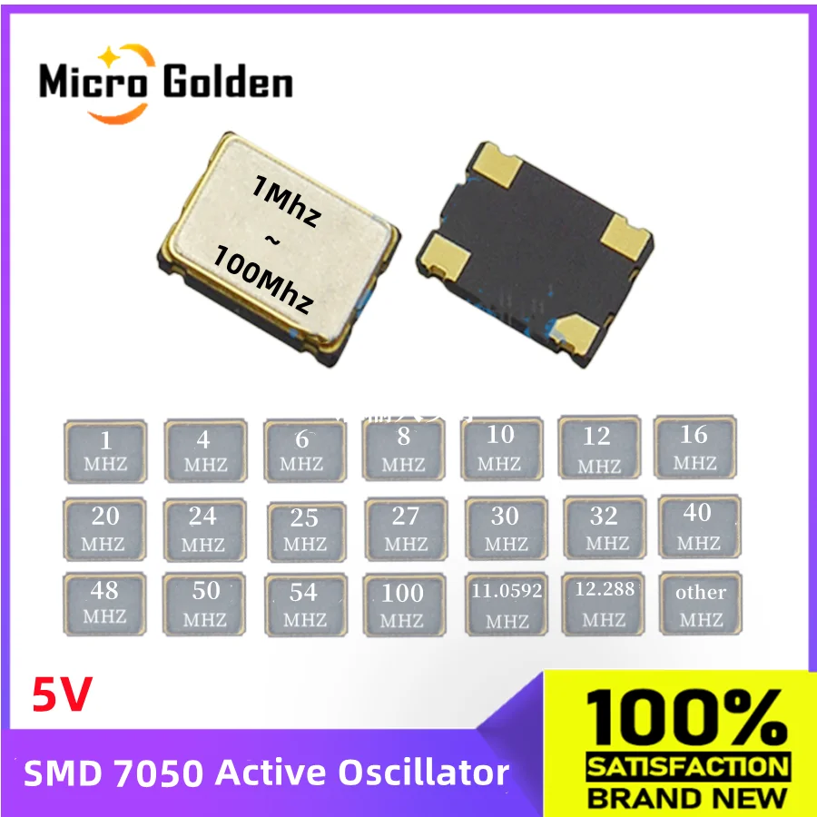 (5 шт.) 5 в SMD 5070 активный кварцевый генератор OSC 1 м 4 м 6 м 8 м 10 м 16 м 20 м 24 м 25 м 32 м 40 м 50 м 100 МГц 7050 5*7 мм 4 контакта генератор
