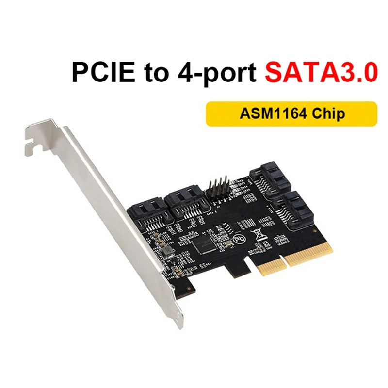 

Плата расширения PCIE X4 на 4 порта SATA3.0, адаптер PCIE3.0, плата расширения чипа ASM1164, PCIE на SATA Bootable SSD