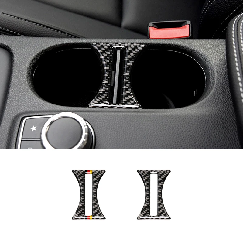 

Car Styling Real Carbon Fiber Interior Water Cup Holder Cover Trim For Mercedes Benz A GLA CLA Class W176 X156 C117 14-17