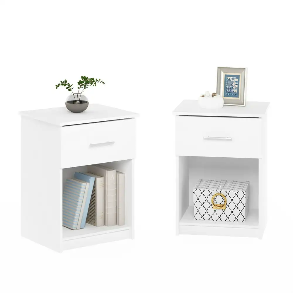 

Tidur Nightstand with Handle with One Drawer, Set of 2, Solid White