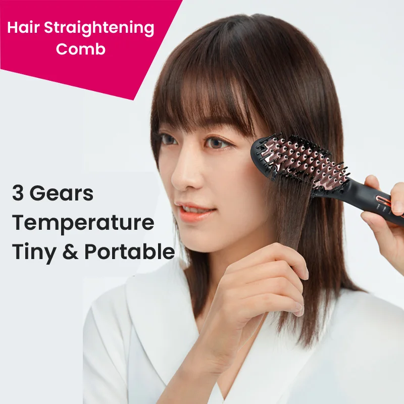 

Portable 3D Hair Straightening Comb Negative Iron Heating Brush for Hair Care Dry & Wet Hair Curler Styler Tools