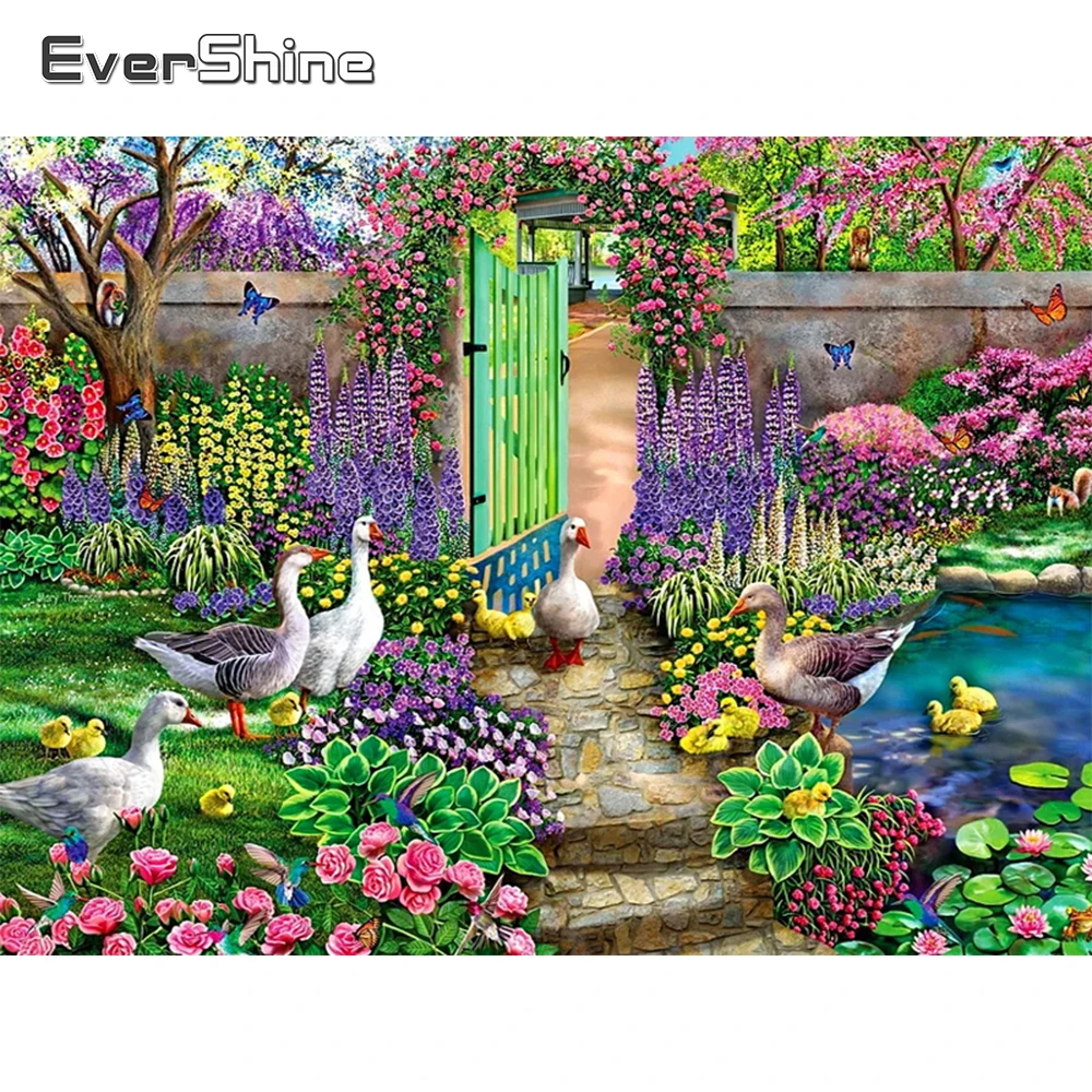 

EverShine искусственная вышивка, садовая Алмазная мозаика, живописная картина, вышивка крестиком, цветочный Декор для дома