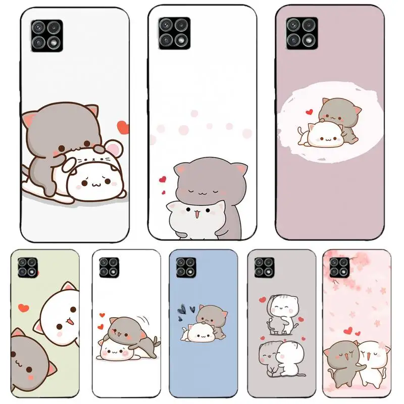 

Peach Mochi Cat Cartoon Phone Case For Samsung Galaxy A51 A50 A71 A21s A31 A41 A10 A20 A70 A30 A22 A02s A13 A53 5G Cover Coque