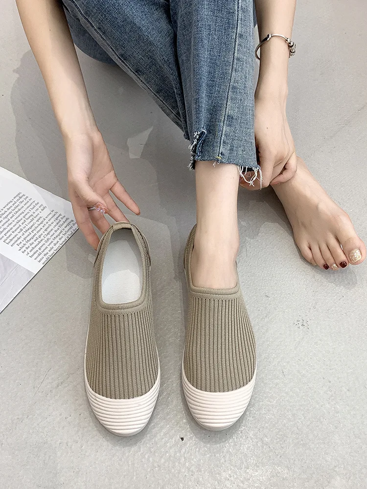 Comfortable Flat-Bottomed Women's Shoes Spring and Breathable Mesh Casual Vulcanized Shoes Women Work Loafers Casual Flats Shoes