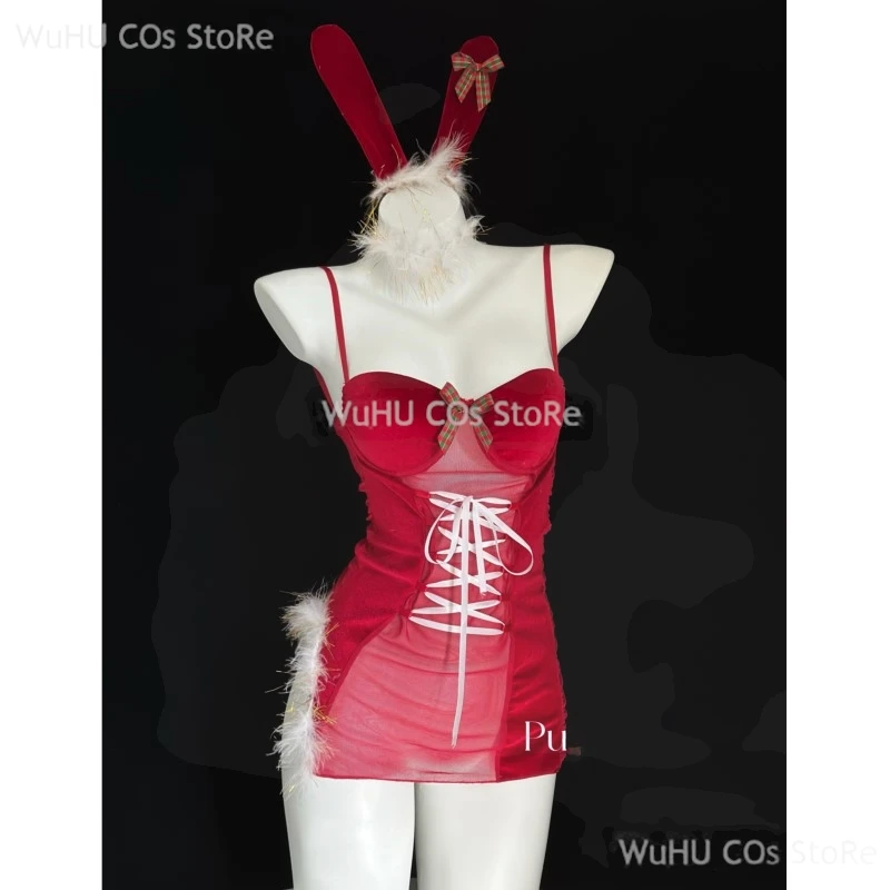 Женское платье в виде кролика красное для косплея
