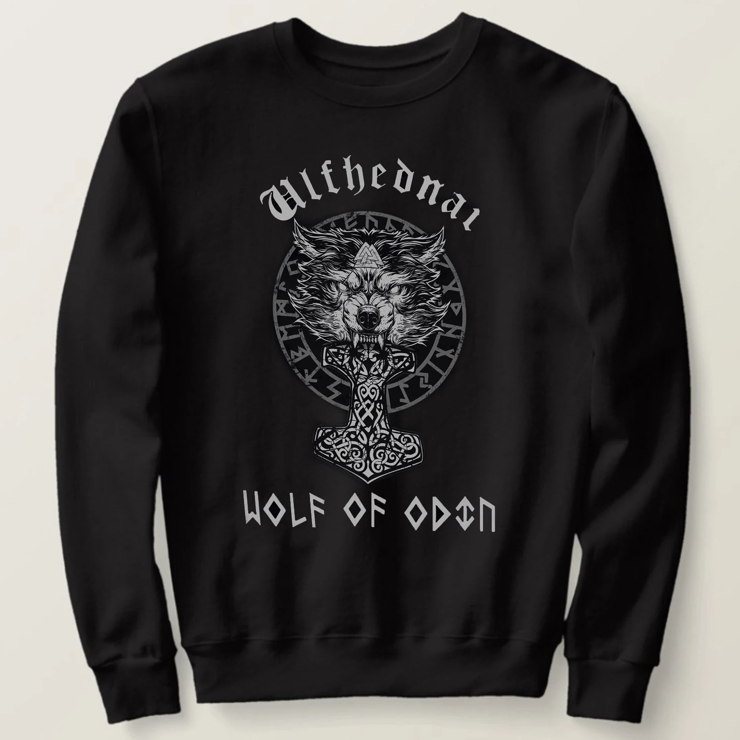 

Norse Viking Thor Hammer Mjollnir Rune Wolf of Odin Pullover Hoodie 100% Cotton Comfortable Casual Mens Sweatshirt Streetwear