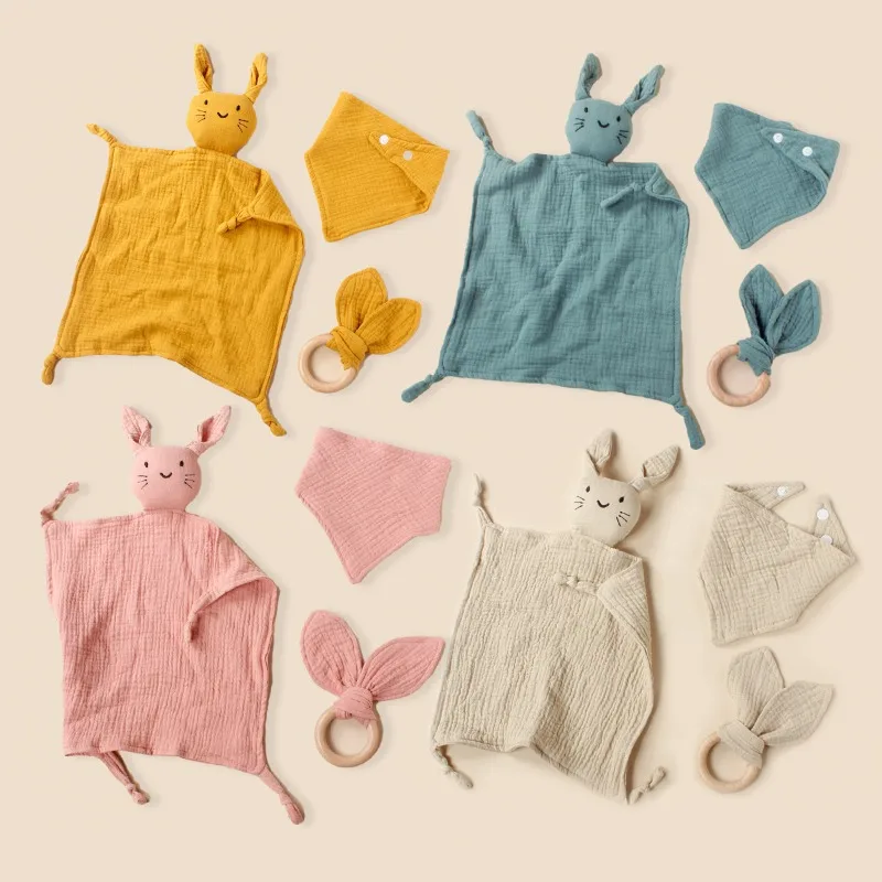 

Newborn Baby Muslin Blanket Cotton Solid Soft Soothe Appease Towel Set Infant Saliva Towel Kids Sleep Dolls Boys Girls Gift Set