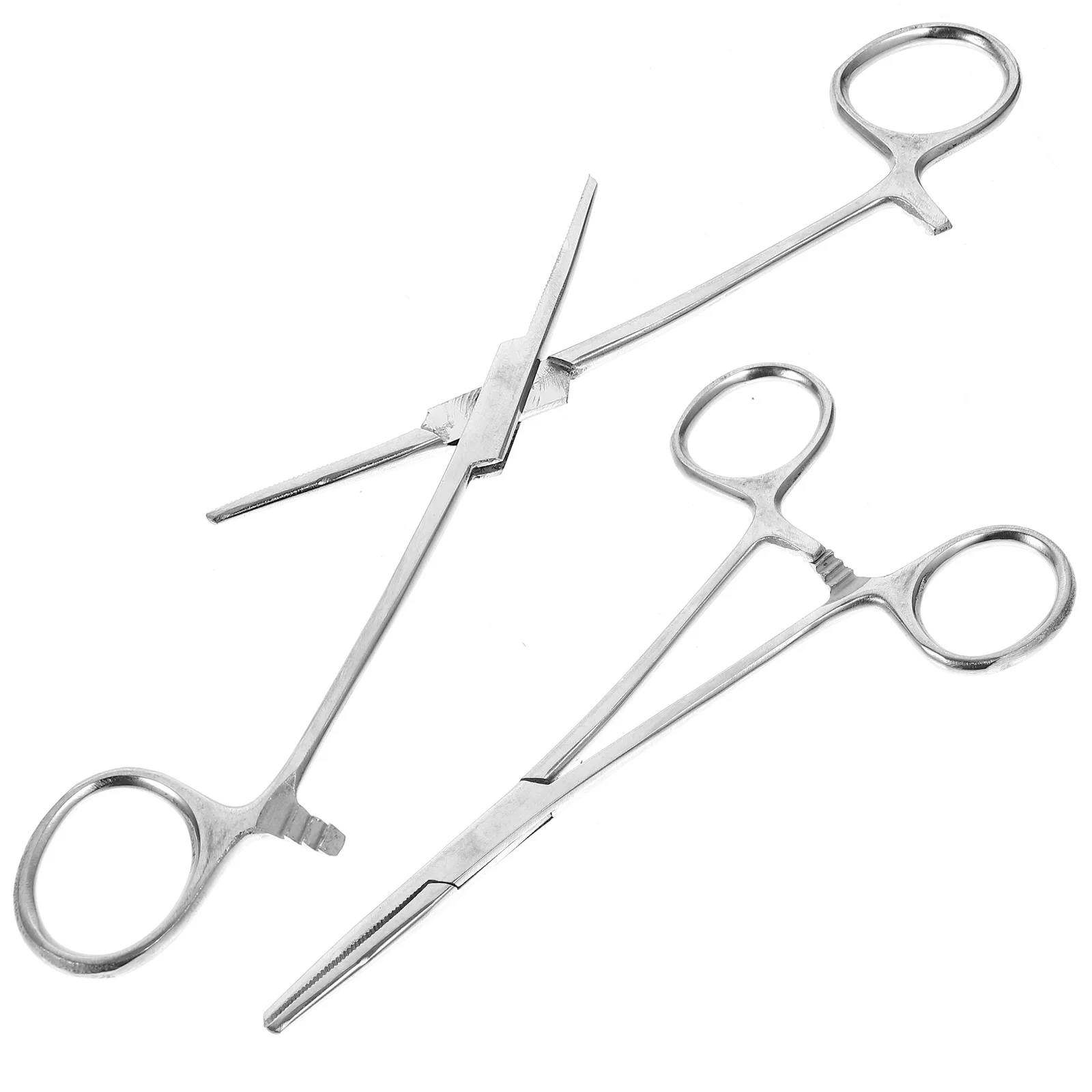 

2 Pcs Stainless Steel Tongs Pet Hair Pliers Cupping Tool Fishing Hook Wound Cleaning Forceps Home Hemostatic Nurse