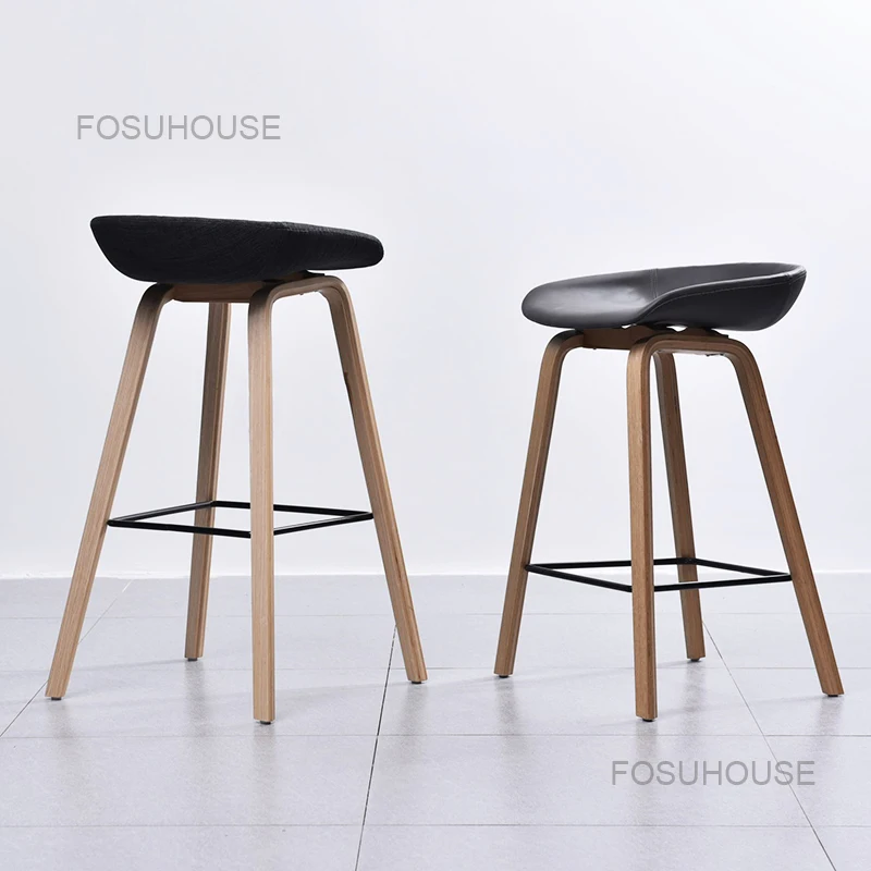 Постмодерн Барные Стулья для Кухни Мебель Нордического Лакшери Из Сплошной Древесины С Подлокотниками Дизайнерский Высокий Табурет.