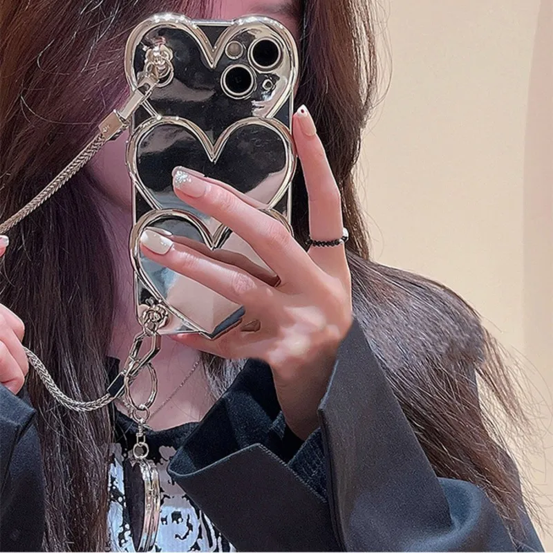 Роскошный чехол-книжка с 3D любовным сердцем и зеркалом для макияжа чехол