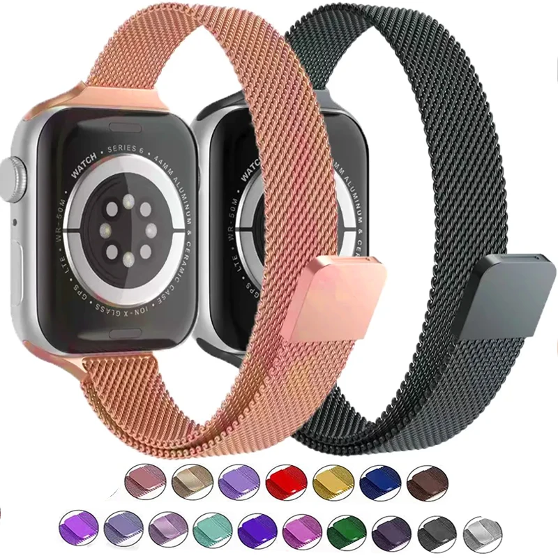

Milanese loop For Apple watch Ultra 49mm Strap serie 8-7-6-5-4-3-SE 41mm 44mm 38-42-40mm 45 45 mm Slim bracelet iwatch band 44mm