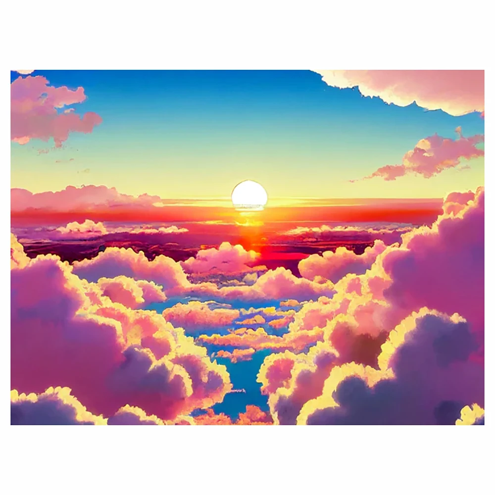 

DIY 5D diamond painting sun in the clouds cross stitch set full diamond embroidery mosaic landscape decorative painting gift