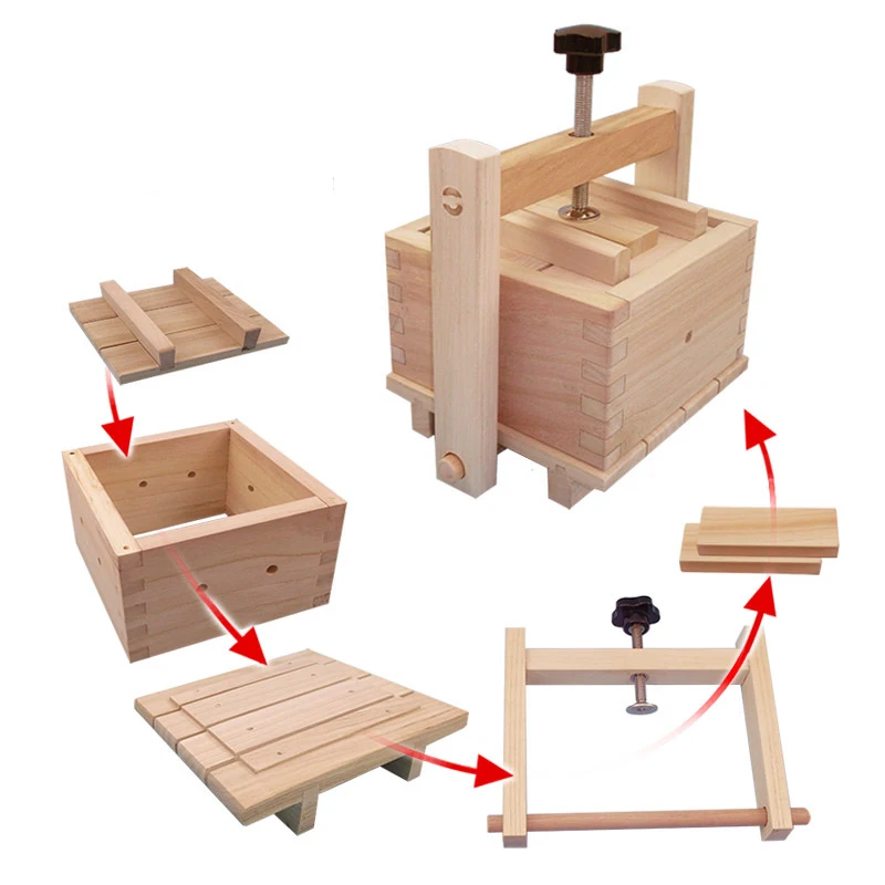 

DIY Wooden Tofu Press Mould Set Homemade Cheese Tofu Mold Soybean Curd Tofu Making Mold Kitchen Accessories Cooking Tool