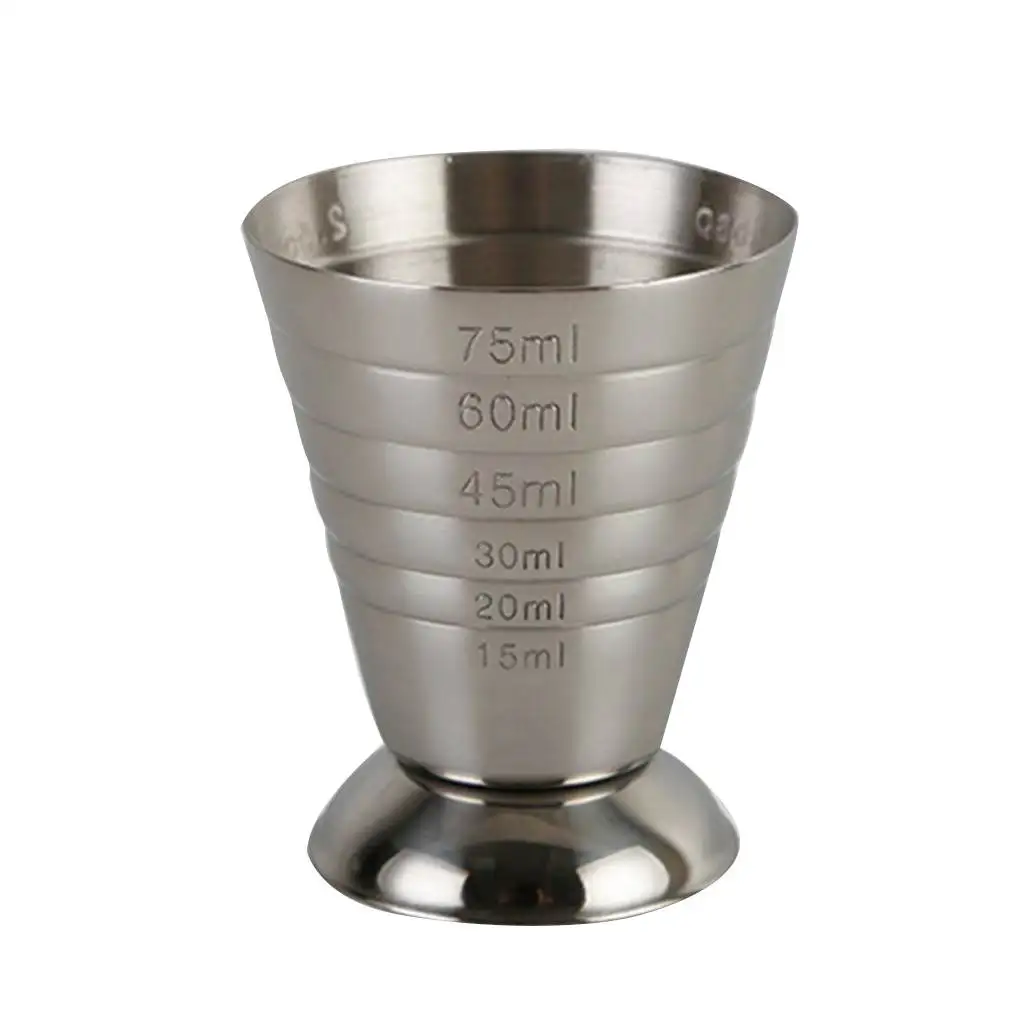 

1pc 75ml Stainless Steel Measuring Shot Cup Ounce Jigger Bar Cocktail Drink Mixer Liquor Measuring Cup Mojito Measure Coffee Mug