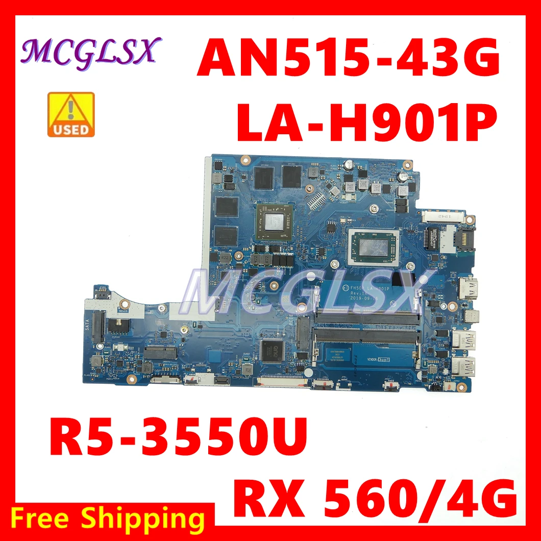 

FH50P LA-H901P с процессором R5-3500, RX560X/V4G, материнская плата для ноутбука Acer AN515-43 AN515-43G, бывшая в употреблении