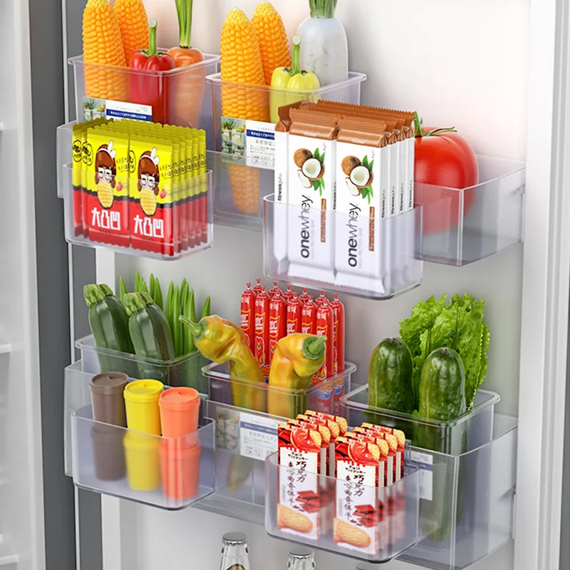 

Multi Function Wall-mounted Hanging Partition Storage Box Fridge Freezer Shelf Holder Translucent Refrigerator Storage Box