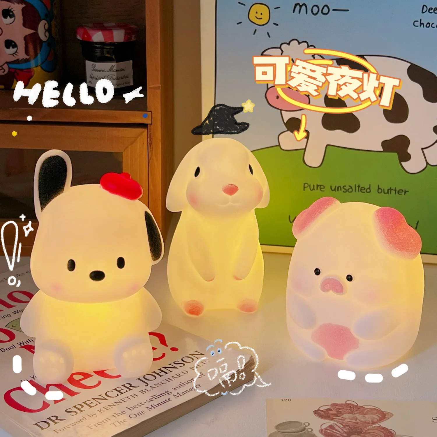 

Kawaii Cartoon Rabbit Animal Night Light Girl Student Bedroom Dormitory Decoration INS Glowing Toy Creative Birthday Gift