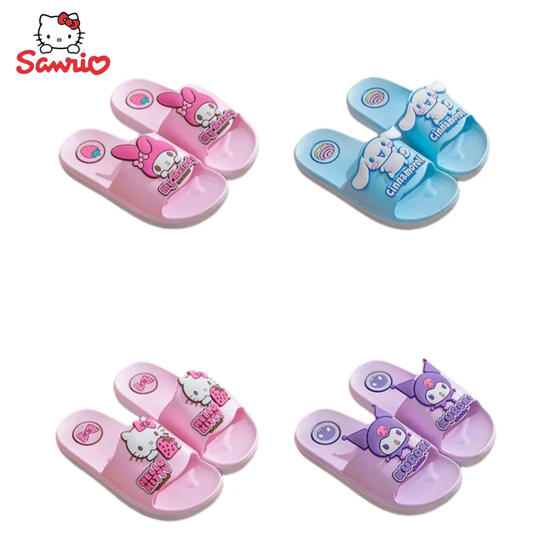

Сандалии Hello Kitty Kuromi my Melody Sanrio Аниме периферийные кавайные детские сандалии с милым мультяшным рисунком Необычные Нескользящие пляжные туфли в подарок