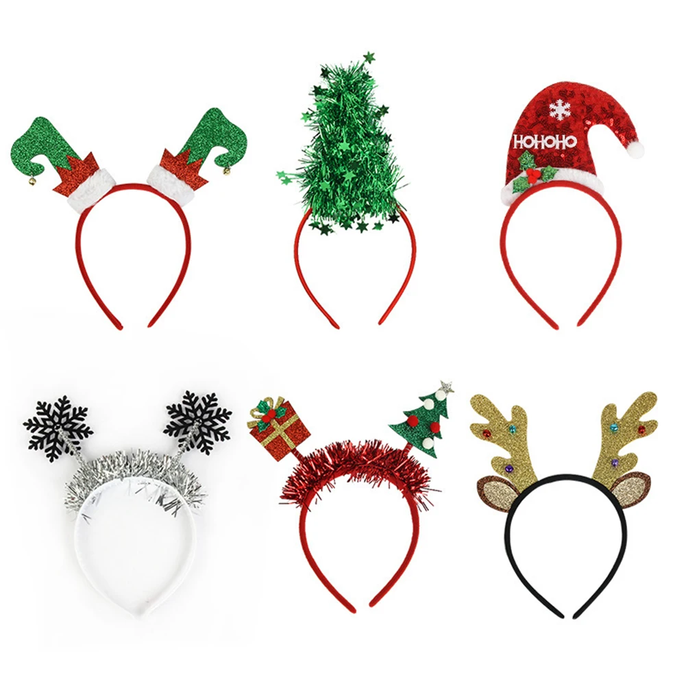 

6PCS Christmas Headbands Reindeer Antlers Deer Ear Christmas Party Cosplay Headbands Festival Hair Accessories Noel Navidad 2024