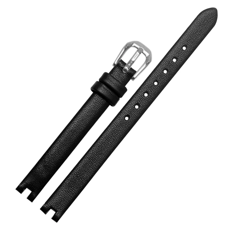 cowhide watch strap is suitable for Tissot notched strap 1853 flamenco series T003/209 women's watch chain 8 10 12mm black