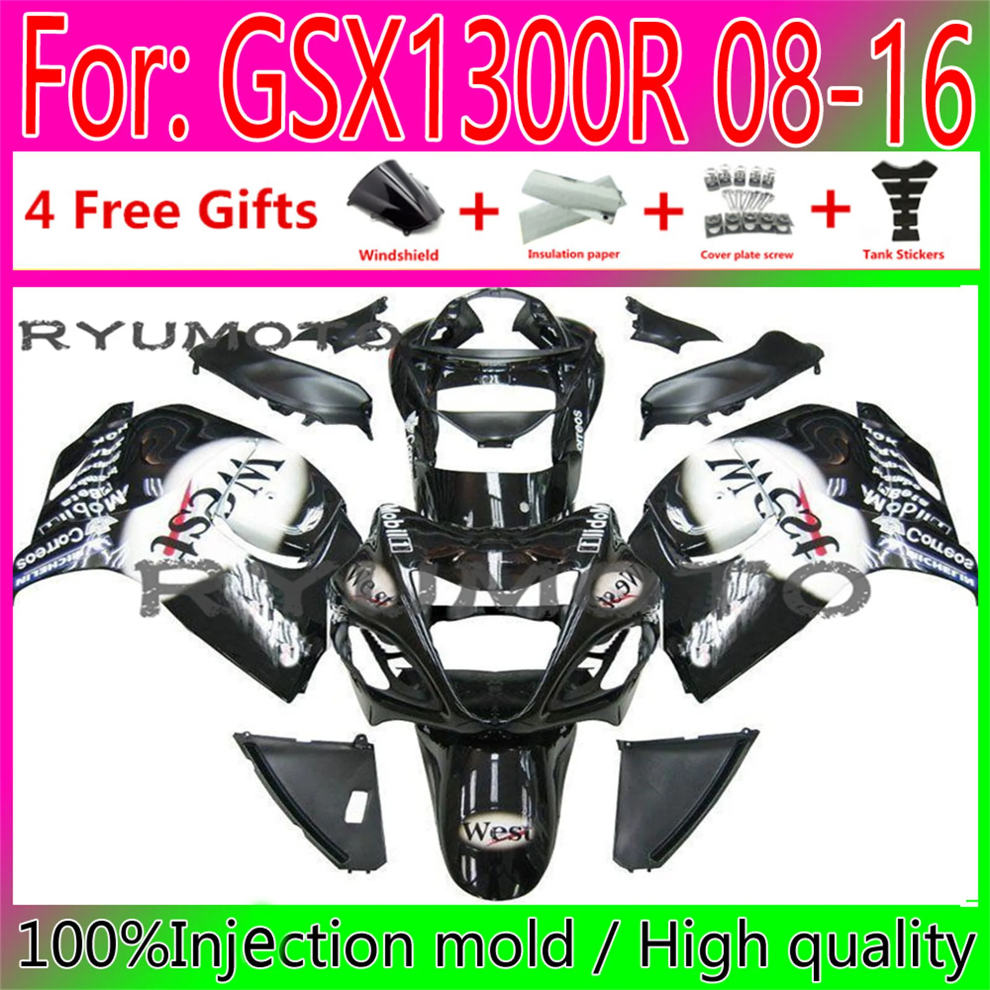 

Motorcycle HAYABUSA Fairings Tank Cover for Suzuki GSXR1300 08 09 10 Bodywork GSX1300R GSXR 1300 2008 2016 ABS Fairing