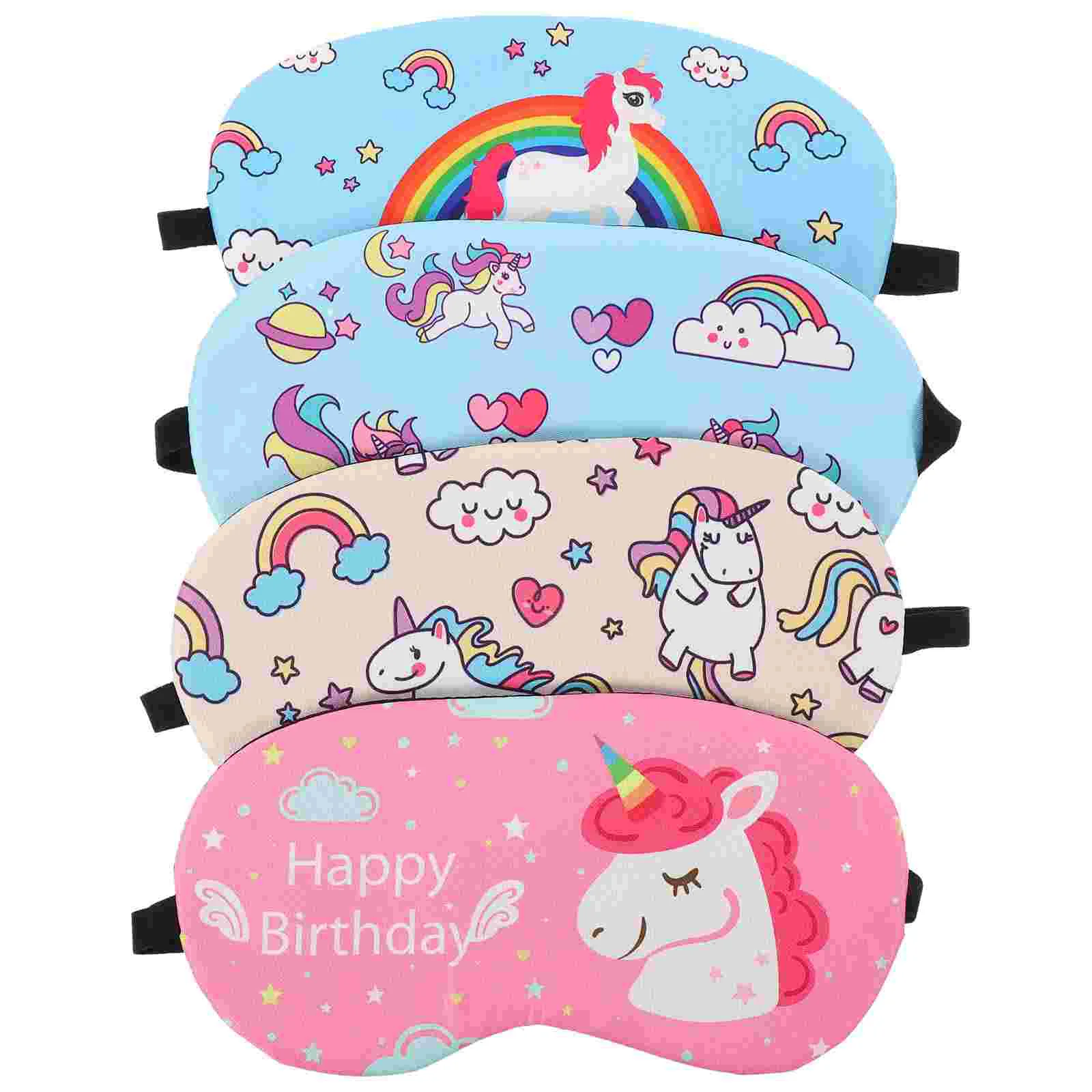

4Pcs Office Sleeping Eye Covers Unicorn Pattern Eye Masks Wear-resistant Eye Shade Covers