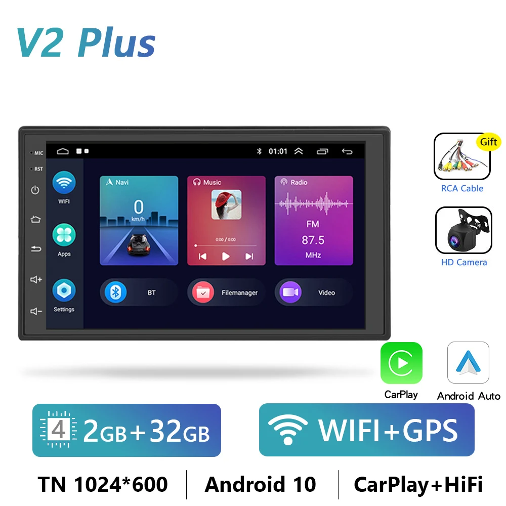 

Автомагнитола Podofo 2 Din, 7 дюймов, android 1 + 32 ГБ, GPS-навигация