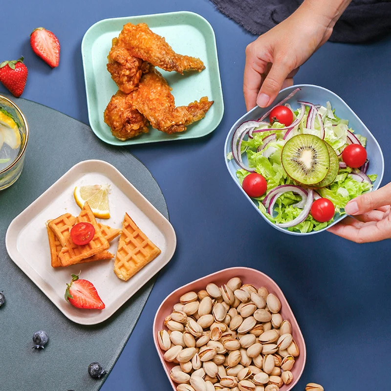 

Lovely New Japanese style wheat straw plastic bowl fish plate set Environmental protection materials Sauce Vinegar Tableware